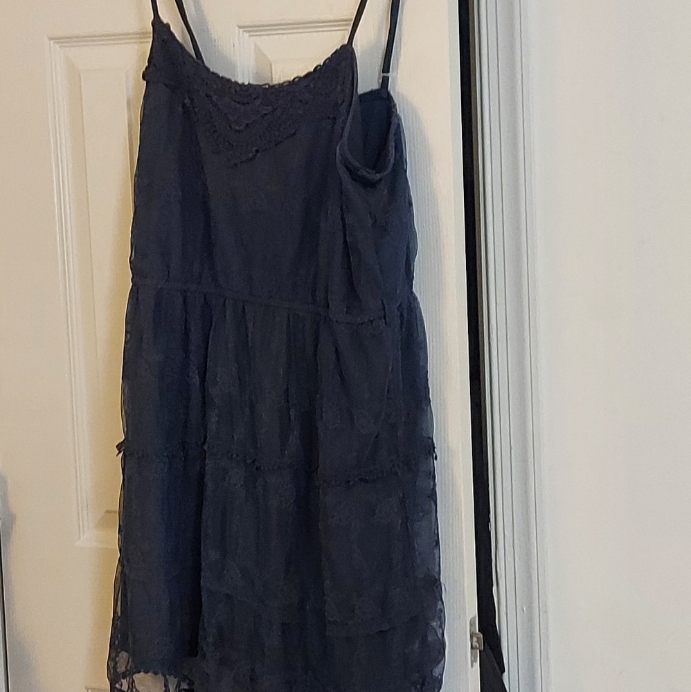 Ultra pink navy blue lace blue dress